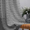 Durchscheinende Vorhänge für Wohnzimmer, Pompons, rückseitige Stangenschlaufen, Blumenmuster, Blasen, strukturiert, für Schlafzimmer, Esszimmer, Flur, 2 Paneele, 213 cm lang, Dunkelgrau