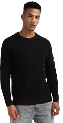 Calvin Klein Jeans Herren Pullover Badge Easy Sweater Strickpullover, Schwarz (Ck Black), XXL