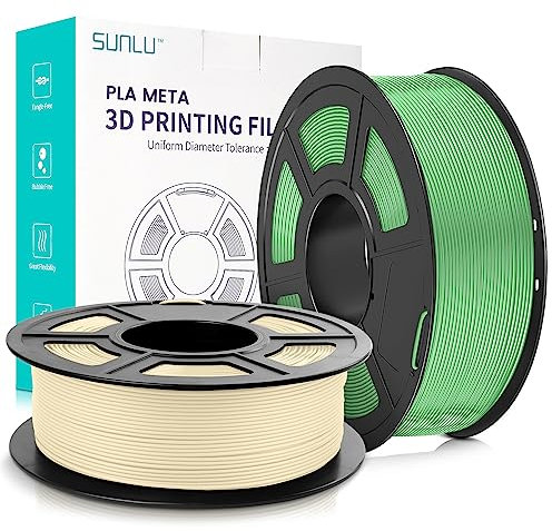 SUNLU High Speed PLA Meta Filament, 2kg PLA 3D Druckerfilament 1,75 mm, Robusteres 3D Druckfilament, Maßgenauigkeit +/- 0,02 mm, 2kg Insgesamt, 1kg pro Spule, 2er-Pack, Cremeweiß+Apfelgrün