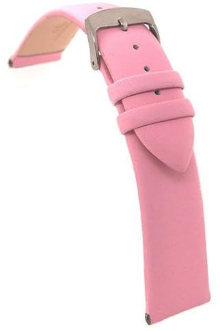 Diloy Bracelet en cuir pour montre habillée – Cuir de vache sans couture, bombé, design minimaliste et élégant, boucle en acier – Tailles 12mm, 14mm, 16mm, 18mm, 20mm, 22mm 301 Rose Clair 20mm