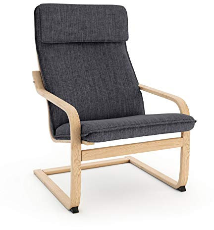 Vinylla Sesselersatzbezug hergestellt für IKEA POANG Stuhl (Kissen-Design 1, Baumwolle - Dunkelgrau)