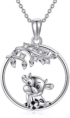 JERWLI Tier Halskette Sterling Silber Esel Golden Retriever Giraffe Hund Panda Koala Otter Highland Cow Waschbär Häschen Geschenk für Anhänger