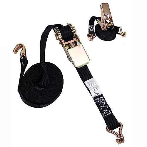 51buyoutgo 2 cinghie a cricchetto in acciaio inox con ganci, lunghezza 4 m, larghezza 25 mm, piccole cinghie nere a cricchetto, set di cinghie per bagagliaio, kayak, tavola da surf, portapacchi auto
