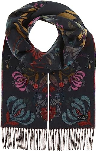 FRAAS Cashmink Schal 35 x 200 cm - Weicher als Kaschmir - Made in Germany - Schal mit Blumen-Design für Damen - Perfekt für Herbst und Winter Dark Petrol