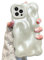 UEEBAI Case for iPhone 14 Pro Max 6.7 inch, Cute Solid Color Curly Wave Shape Shockproof Soft TPU Bumper Phone Case, Candy Color Water Ripple 3D Silicone Slim Pretty Case Non-yellowing Cover, Pearl