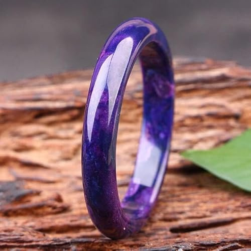 Bracelet jonc en jade rose naturel Sakura, bracelet en agate rose violet pour femme, Feng Shui, meilleure surprise, artisanat en jade, 54-64 mm (taille : 54 mm) (rose, violet 63 mm