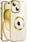 S. Dawezo Magnetisch für iPhone 15 Hülle, Kompatibel mit MagSafe, Militärnorm Schutz, Kratzfest, Stoßfest, Kameraschutz, Transparente HandyHülle Case für iPhone 15, Gold