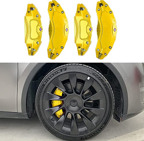 Car Brake Caliper Cover for Tesla Model Y 2017-2021 2022 2023, Caliper Covers, Accessories,Yellow-19in