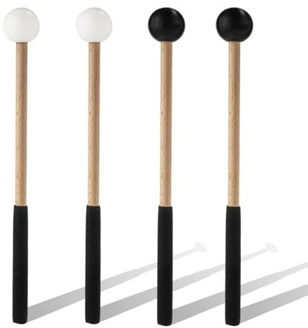 2 Paar Xylophon Schlägel, 22cm Gummi Percussion Schlägel mit Weichem Gummigriff für Glockenspiel, Marimba, Pauke, Zungentrommel, Glocke