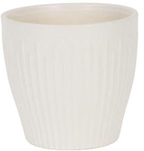 Cheungs Currula - Maceta de cerámica con patrón de barra vertical, pequeña, color blanco
