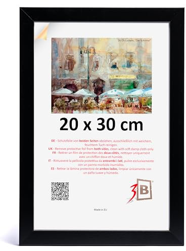 3-B Cadre de l'image HIT - Noir - 20x30 cm - cadre photo en bois avec verre acrylique