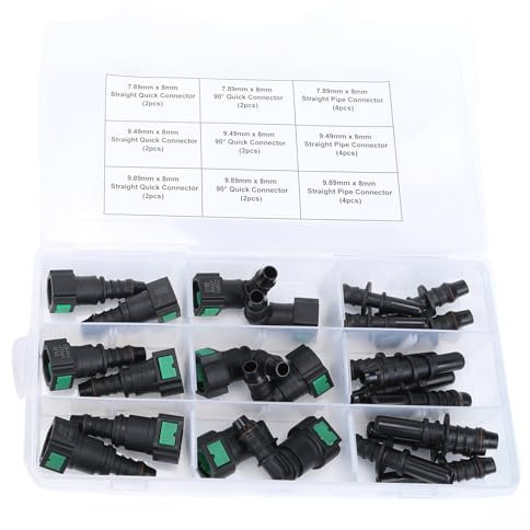 AC PERFORMANCE 24PCS Assorted Fuel Line Quick Connector Kit, SAE 7.89mm & 9.49mm & 9.89mm to 8mm
