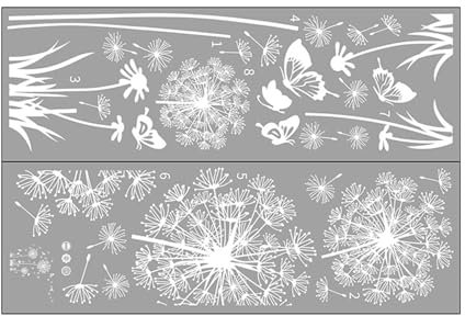 Pissenlit Blanc Stickers Muraux Peler Et Coller Des Papillons Volants Amovibles, Autocollant Mural, Autocollant Mural Plante, Stickers Muraux DIY Vinyle Art Stickers Chambre Salon TV Fond Mur Bureau