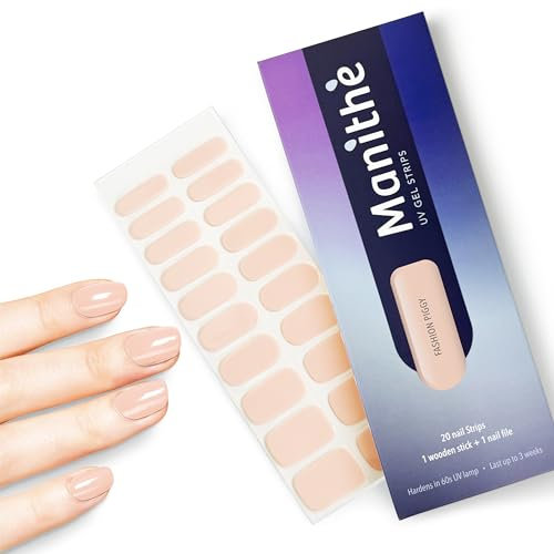 Manithè - Smalto Adesivo Gel UV - Pellicola per Unghie Autoadesiva - Manicure Semipermanente - Nail Wraps Gel UV - Kit 20 PCS - Color rosa (Fashion Piggy)