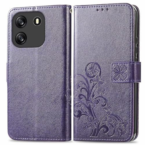 RankOne Coque en Cuir pour Smartphone, Compatible with Blackview Wave 6C (6.5 inches), Étui Portefeuille avec 3 Emplacements pour Cartes 1 Poche à Monnaie - Violet foncé