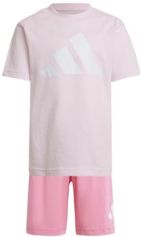 adidas Unisex Kinder ESSENTIALS T-SHIRT SET, clear pink/white, 6-7 Years