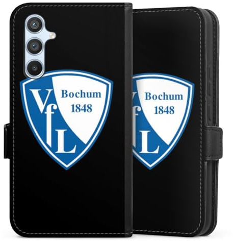 Klapphülle kompatibel mit Samsung Galaxy A 54 5G Handyhülle aus Kunst Leder schwarz Flip Case VFL Bochum Offizielles Lizenzprodukt Wappen