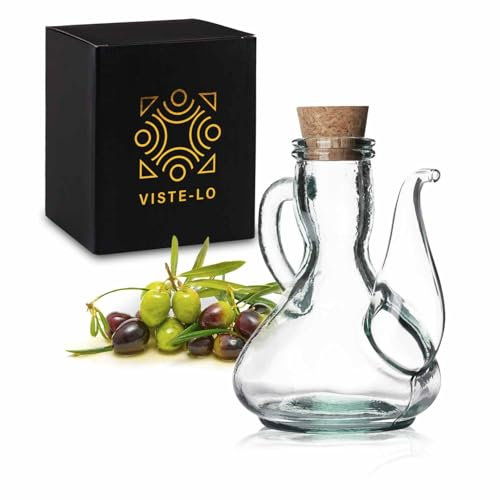 Aceitera de cocina. Antigoteo Cristal | Vinagrera Vidrio Dispensador de aceite Antimanchas: Aceitera antigoteo Semiartesanal Rellenable | Botella cristal aceite | aceiteras para cocina (250ML)