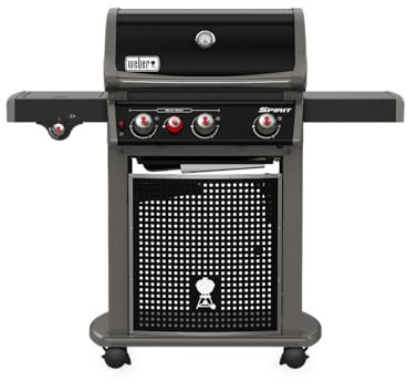 Weber Spirit E-330 GBS Classic Barbecue a Gas, 3 Bruciatori + Fornello Laterale + Sear Zone, griglia di Cottura 60 x 46cm, Griglia di Riscaldamento, termometro sul Coperchio, 4 Ruote - Nero