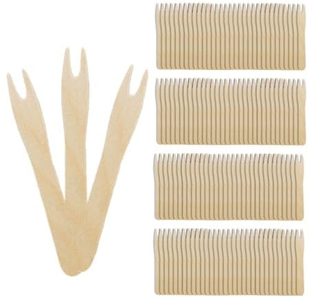 400Pcs Wooden Forks, French Fries Forks, Mini Forks, Wooden Cutlery, Party Cutlery, Fruit Forks