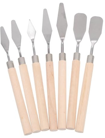 SEWACC 7piezas Espátulas De Pintura Profesional De Mango De Madera Herramientas De Mezcla De Color para Pintura Al Óleo y Proyectos
