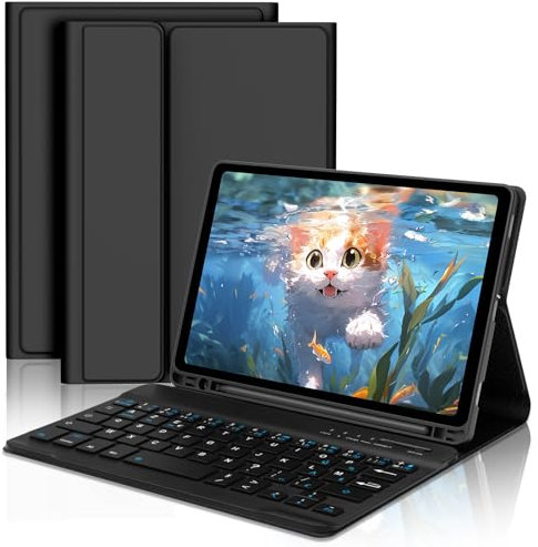 Coque Clavier pour Samsung Galaxy Tab A9 8.7‘' 2023, AZERTY Français Étui Clavier Magnétique Bluetooth sans Fil Etui Housse avec Pen Holder pour Samsung Tab A9, Noir