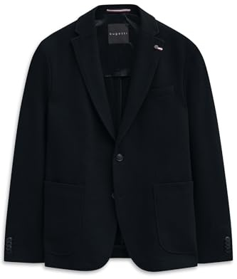 bugatti Herren Reverskragen Sakko 899133-89205 | Modern Fit Stretch-Futter aus pflegeleichtem Polyester-Baumwolle-Mix