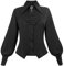 NSPTT Victorian Blouse Black Long Sleeve Ruched Shirt Gothic Blouse Pirate Blouses Medieval Shirt Women Vintage Top,XL