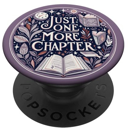 Cute Flower Librarian Booktok Book Lover Design Co. Just One More Chapter Book Reading Bookish Botanical Purple PopSockets Adhesive Phone Grip Stand