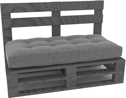 Lermowood Palettenmöbel Mpe Bank 100 x 80 cm Grau | Europaletten Indoor und Outdoor Lounge Gartenmöbel Holz Gartenmöbel Set Lounge Möbel Terrasse Balkon Loft Stil Paletten