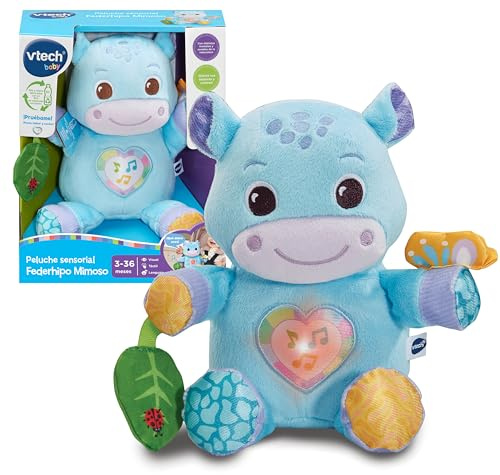 VTech-Baby Peluche sensorial Federhipo mimoso, Peluche Interactivo para bebés, Promueve el Desarrollo temprano, Exploración táctil, Regalo bebés +3 Meses, Versión ESP