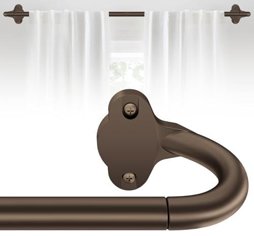 JRZOO Gardinenstange zum Umwickeln, 45,7 - 114,7 cm, verstellbar, strapazierfähig, verdunkelnd, gebogen, Deckenhalterung, Raumverdunkelung, Gardinenstange für Fenster, Bronze