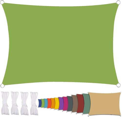 CANYUE Sonnensegel, wasserdicht, rechtwinklig, dreieckig, 95 % UV-Block, dreieckig, für Garten, Outdoor, Terrasse, Grün, 3 x 5 m