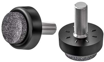 2x Bodenausgleichsschrauben rund mit Filz - Stellfüße mit Gewindebolzen Stahl verzinkt (M6 x 20 mm, Fußdurchmesser 24 mm)