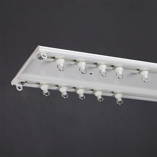 Ultra Dünn 2-läufig Aluminium Gardinenstange für Raumteiler Schiebegardine Schwarz 100cm