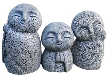 XYUERU 3 Stück Japanische Buddha-Figur, Feng Shui Zen Skulptur Gebet Stehend minimalistischer Glückseliger mönch, Statue,Jizo Kunsthandwerk, für Heim- Und Outdoor-gartendekoration(Natural)