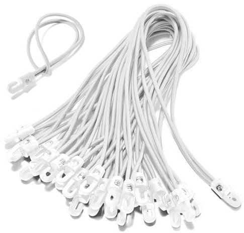 Bungee Cords with Hooks 75 Pcs, 10 Inch Elastic Short Bungee Ropes with Hooks – Ideal for Securing Luggage, Camps, Tarps, Garden Furniture, Cycling(White)
