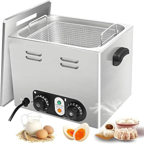 Commercial Egg Boiler 2600w, Stainless Steel Cooker With Mesh Basket, 45 Pcs Large Capacity Electric Poached Maker, Temperature Control & Timer Poacher Pan Restaurant For Restaurants Perfect Eggs