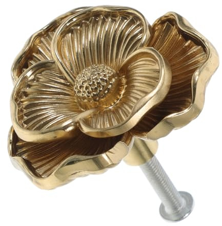 LIFKOME Schubladenknopf Aus Metall in Blumenform Messingknopf Für Kommode Und Schrank Dekorativer Möbelknopf Für Schlafzimmer Bücherregal Schuhschrank 1 Stück 4.40 X 4.40 X 2.50 Cm