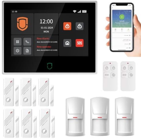 Wolf Guard WT4F-06B Alarma para Casa 4G WiFi Sin Cuotas | Pantalla Táctil, Batería 1500mAh, Compatible con Alexa, Compatible con Google y Tuya Smart Life