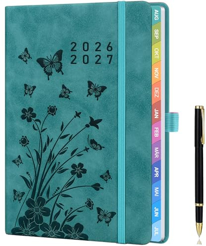 Lehrerkalender 2026–2027 A5+ (22 x 16,5 cm), Lehrerplaner & Schuljahresplaner, Unterrichtsplaner mit Monats- & Wochenansicht, Notenlisten, Klassenorganisation, Hardcover mit Stiftschlaufe – Petrol