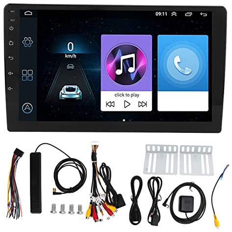 Lecteur multimédia de Voiture de Navigation GPS 9 Pouces 8 cœurs 2 + 32 Go Android 4G WiFi FM Radio Commande vocale Universel Noir ABS métal écran HD