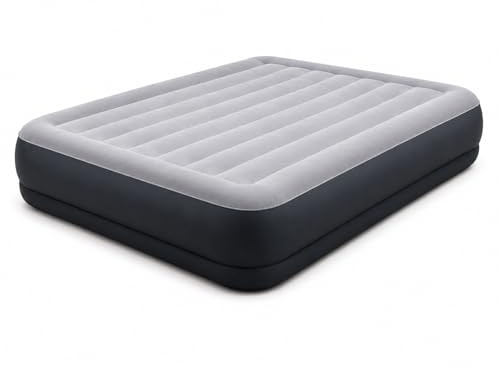 Lemag srl Materasso Gonfiabile Matrimoniale Floccato con Pompa a Piede Incorporata 191x137x28 cm Letto Campeggio Ospiti