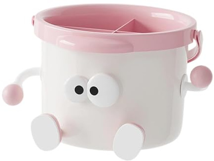 FewNvWa Schreibtisch Organizer, Stiftehalter, Schreibtisch Organizer mit Großem Fassungsvermögen, Multifunktionale Aufbewahrungsbox, Robuster Griff, PP Materi, Weiß Und Rosa