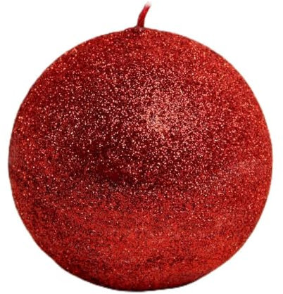 RAK Kerze Deko glitzernde Kugelkerze Iris rot-ziegelrot glänzend 100 mm Dekorative Wohnraum-Deko Kerze ohne Duft