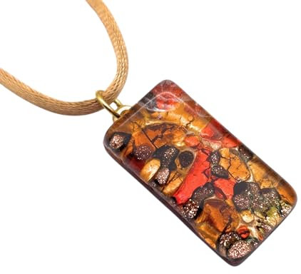 Drachensilber Pendentif en verre de Murano sur base feuille d'or Boîte cadeau et certificat inclus 3 x 1,5 cm