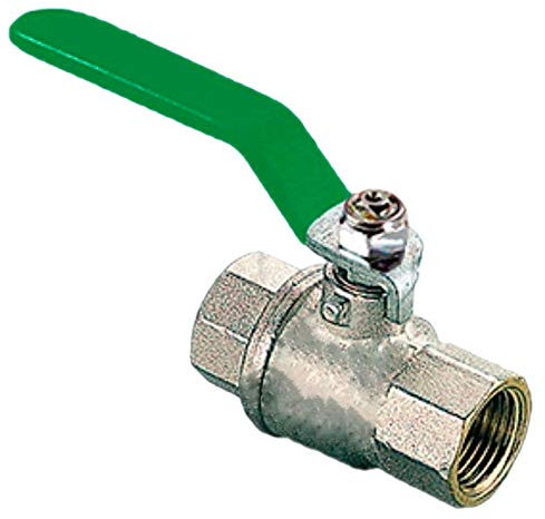 MegaHaustechnik Kugelhahn aus Messing mit 1 Rohr Zoll DN25 Innengewinde IG x IG Druck PN40 Bar mit robustem Stahl Hebelgriff grün Absperr Kugel Ventil BSP Gewinde Fitting Anschluss Rohr Leitung