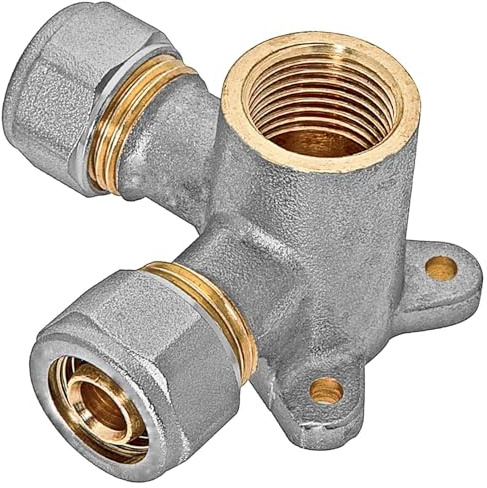 MegaHaustechnik Wandwinkel Doppelt mit 1/2 Zoll Innengewinde IG Schraubfitting für Mehrschichtverbundrohr 20x2 mm (AußenØ x Wandstärke) aus Messing Verschraubung Trinkwasser geeignet