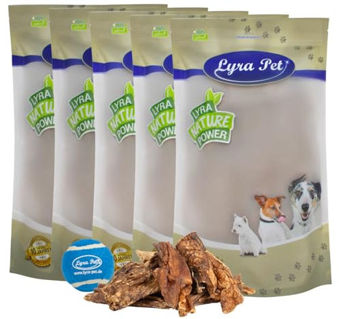 Lyra Pet® 5 kg Rinderlunge getrocknet fettarm Hundefutter Belohnung + Tennis Ball