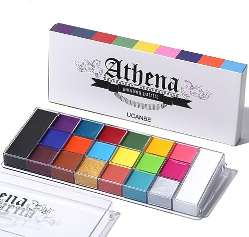 UCANBE Athena Face Paint 20 Farben für Theaterschminke - Halloween Körperfarben Hohe Farbwiedergabe - Ölige Gesichtsfarbe Bodypainting Farben für Babybauch Bemalen, Schminke Karneval, Party-Makeup